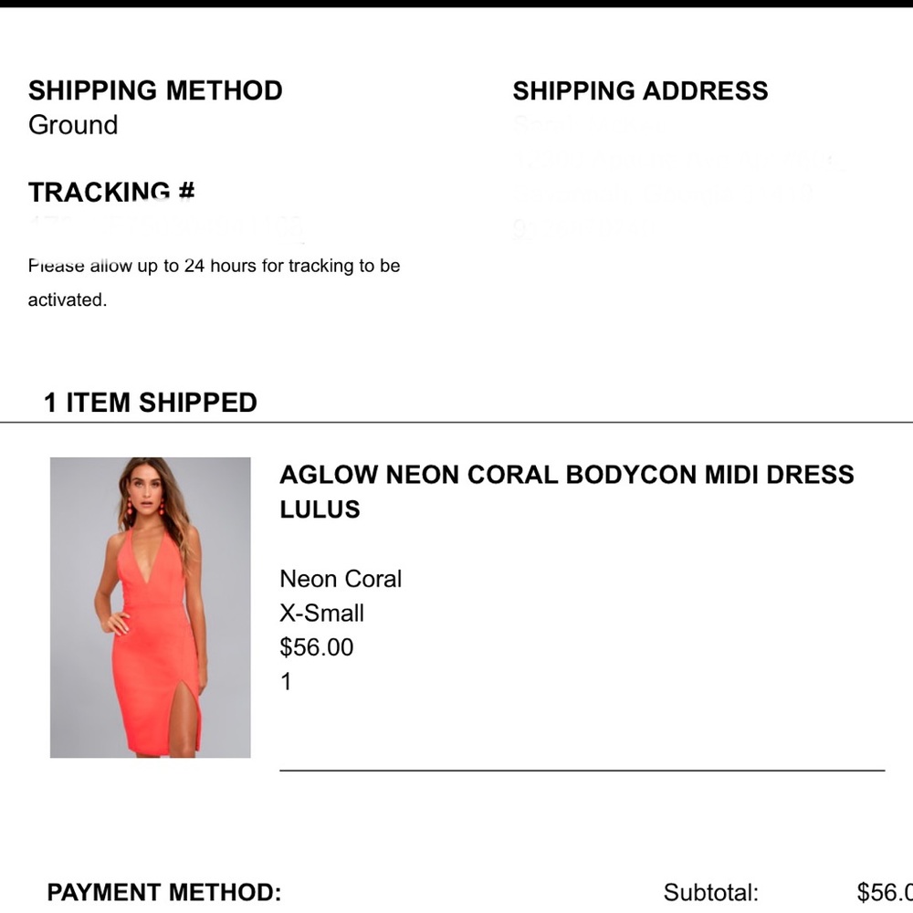 Lulu’s Neon Coral Bodycon Midi Dress